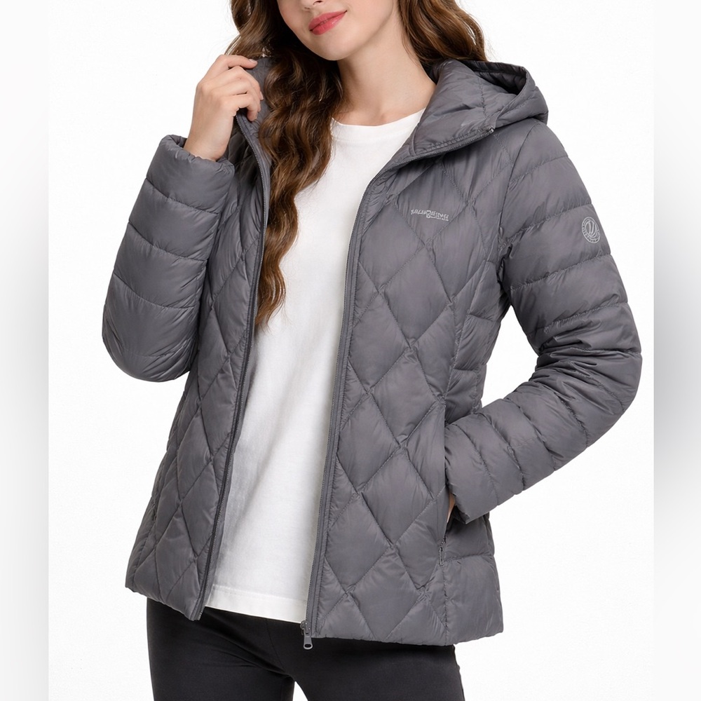 Bosideng 700+ Fill Goose Down Puffer Jacket Gray Hooded • Women’s M (170/88A)